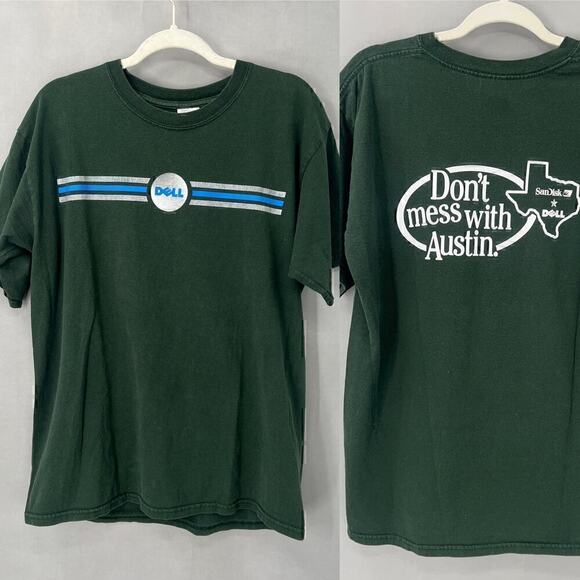 GILDAN Heavyweight Dell Graphic Shirt Mens Large Retro Tech Y2K Indie Sleaze - Picture 1 of 9